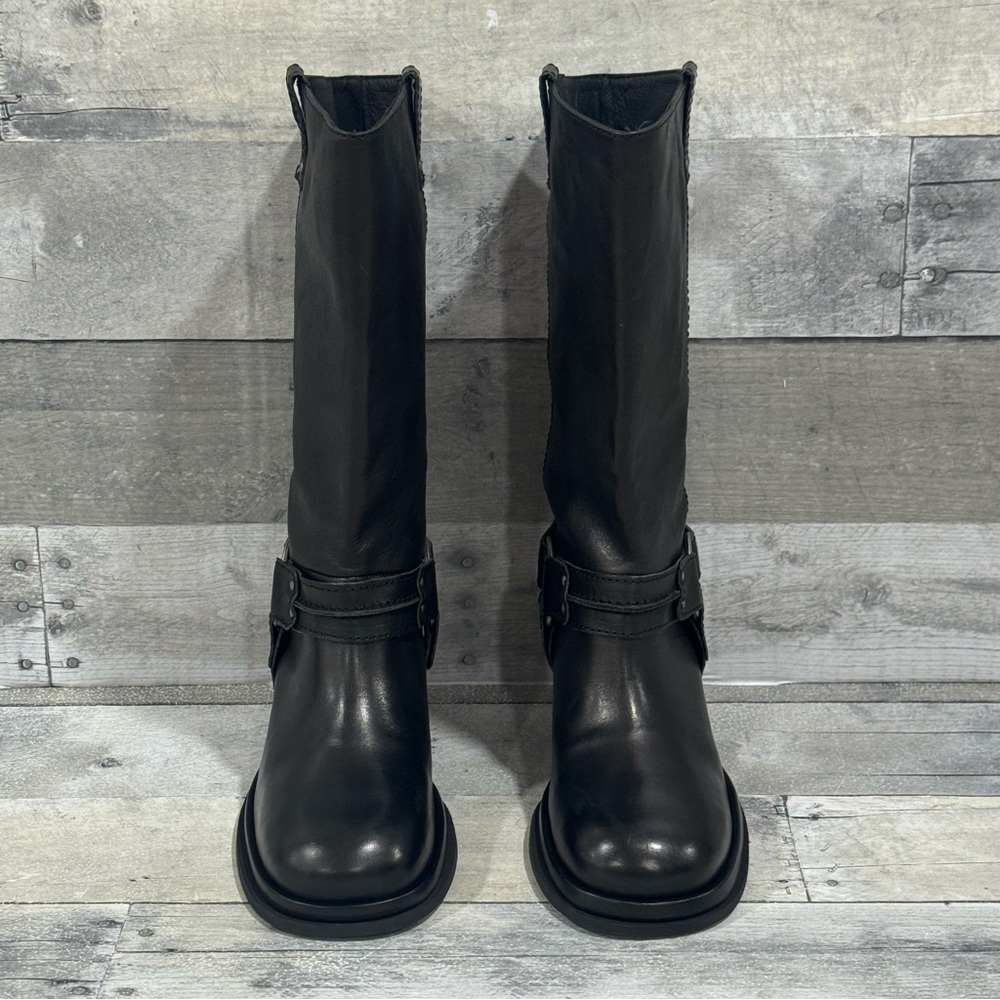 free people Anok Harness Moto Boots in Black Distressed Leather - Sz - 7 - Picture 3 of 13